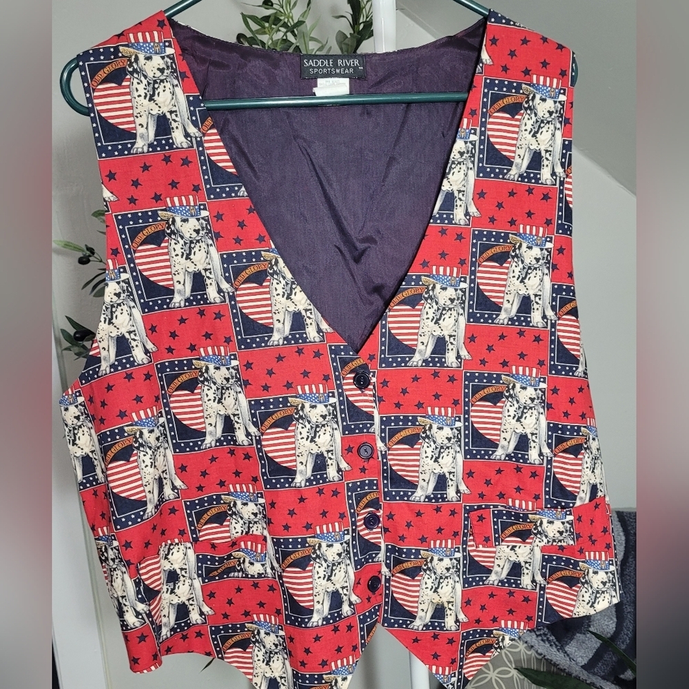 Saddle River Vintage Dog Americano Heart Vest Dalmation Sz Large Grannycore